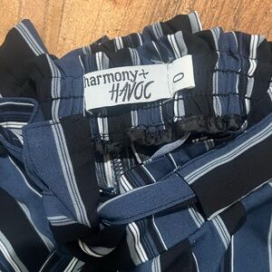 Harmony + Havoc Navy Striped Tie-Waist Skirt